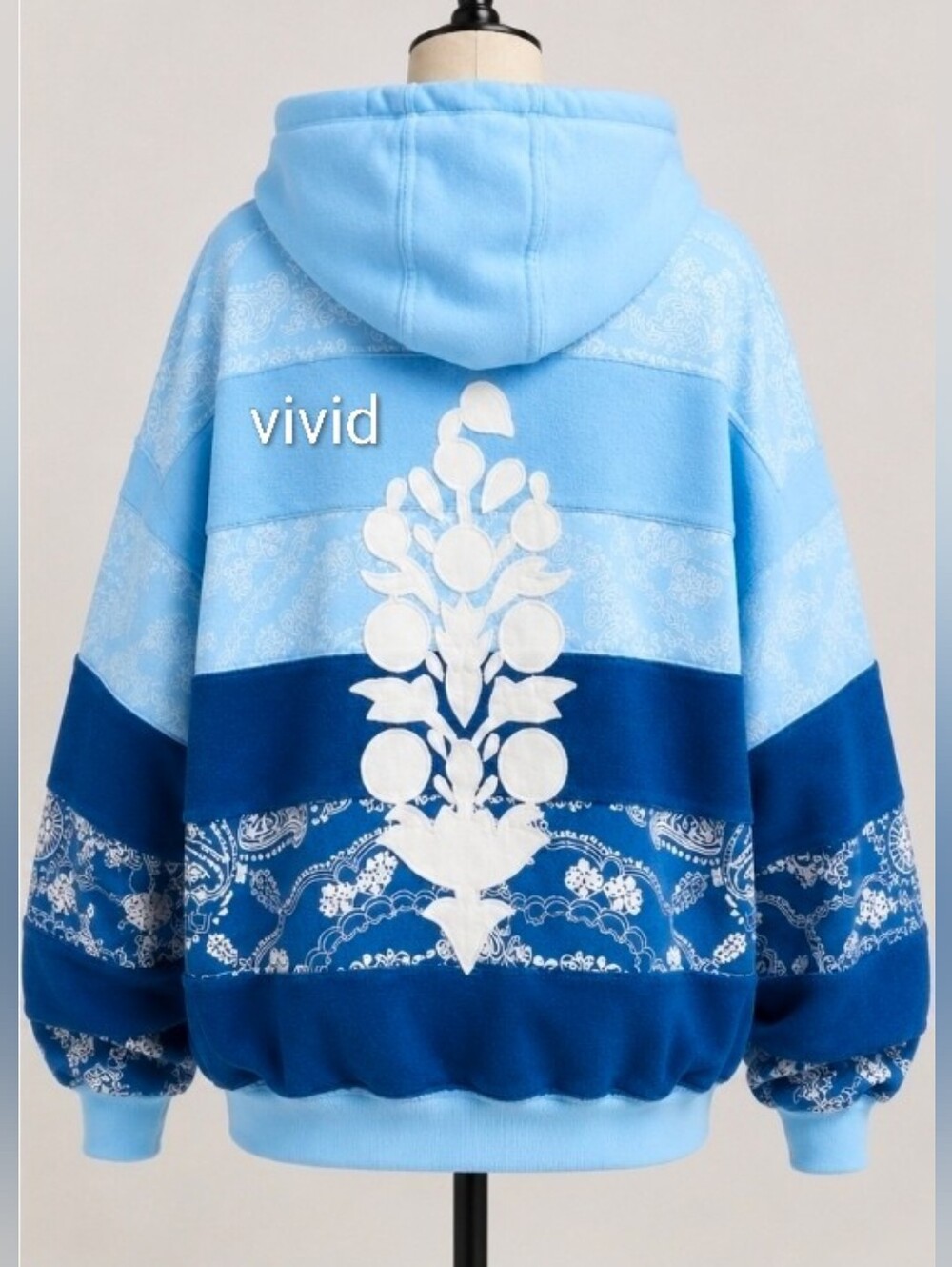 Free People Final Bandana Logo Hoodie Indigo Blue Medium Oversized Soldout NWT